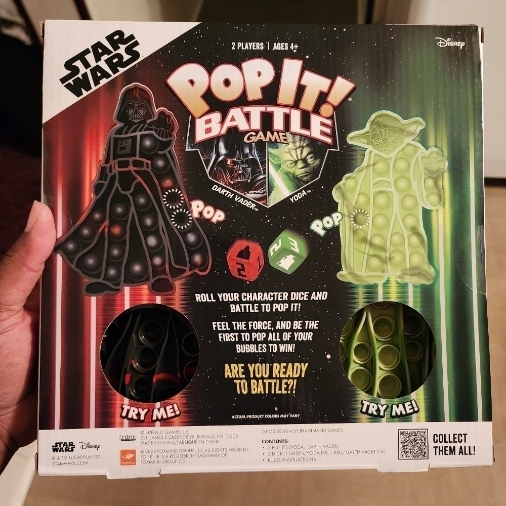 Star Wars Pop It! Battle Game Yoda Darth Vader NEW